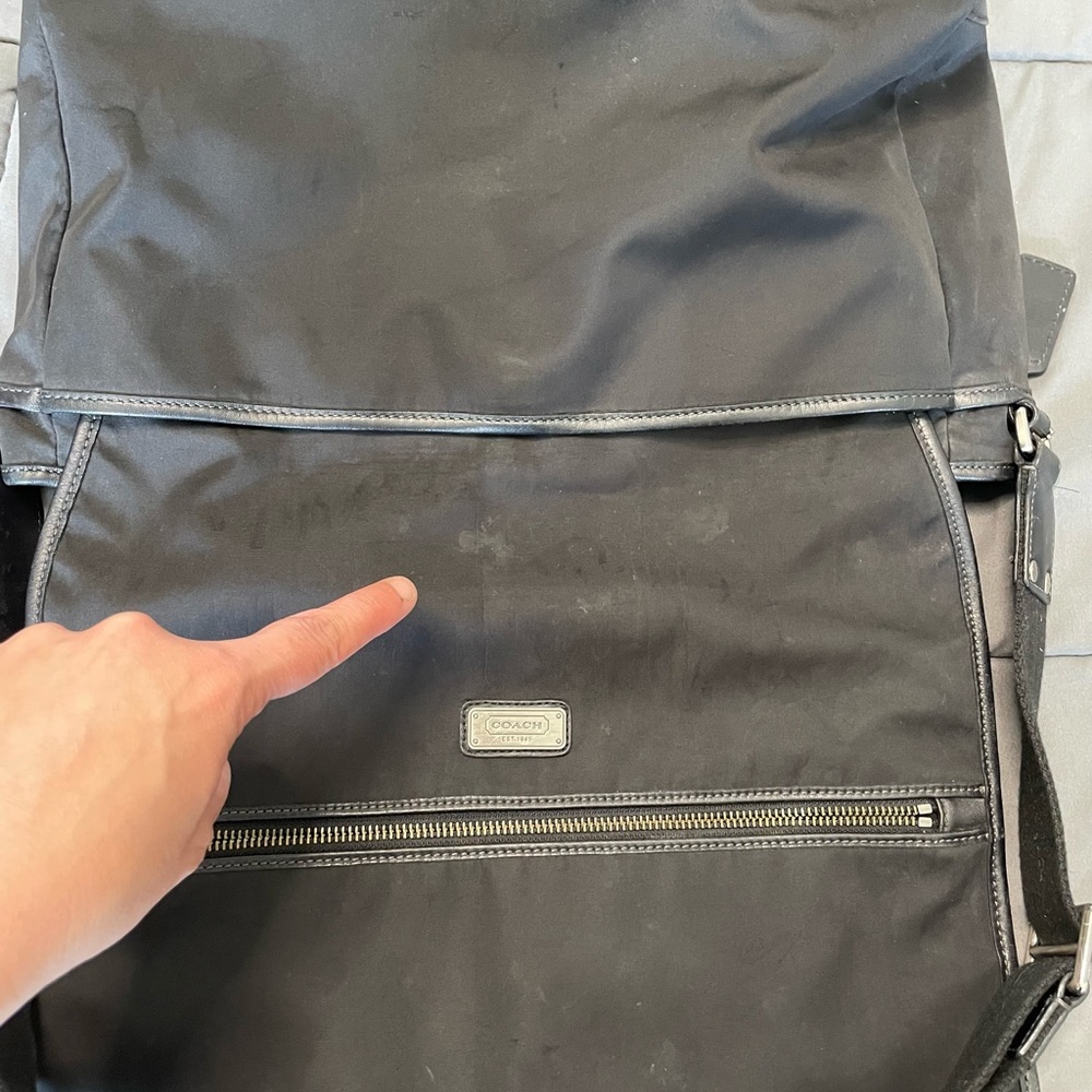 Coach Black Messenger Bag nylon with leather trim - Picture 9 of 12
